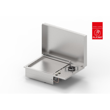 Plancha Gaz Encastrable Oasi 55 Lisse - FDUAL + Capot