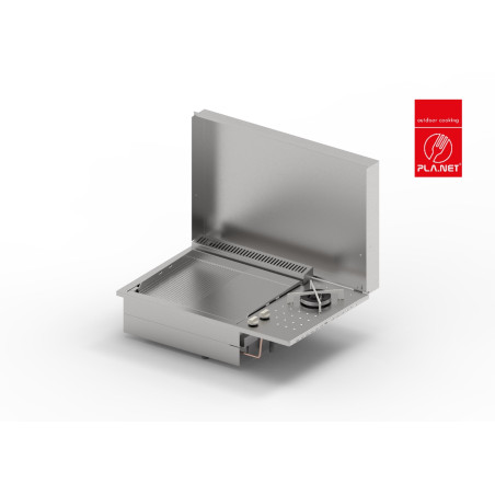 Plancha Gaz Encastrable Oasi 55 Lisse Rainurée - FDUAL + Capot