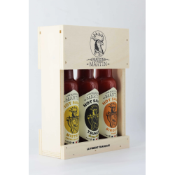 Coffret Cadeau Bois vide pour 3 Sauces MARTIN de profil