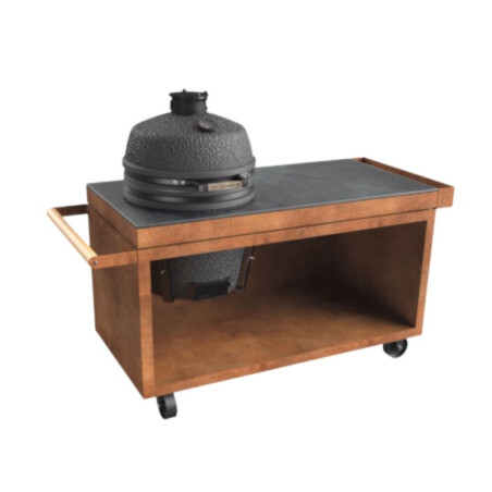 Table Corten 150 PRO+ Corten Céramique Noire  OFYR avec Kamado VX Solo Large The Bastard