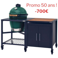 Promo 50 ANS Pack Large avec Table + Module de rangement avec porte - BIG GREEN EGG