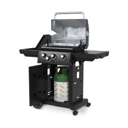 Barbecue gaz Royal 340 Shadow Broil King avec couvercle et rangement gaz ouverts