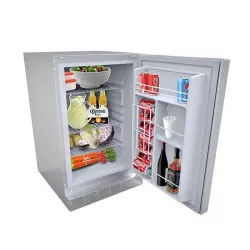 Réfrigérateur Extérieur Tout Inox ouvert et rempli