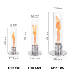 Spin 1500 silver table top HOFATS dimensions