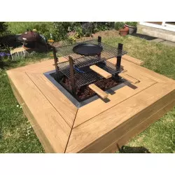 Table Brasero KUB en Bois Exotique avec Niche