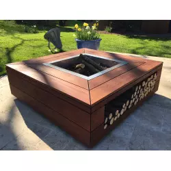 Table Brasero KUB en Bois Exotique avec Niche vue d'angle