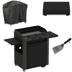 Pack+ Combo Plancha Gaz Fusion 75 Gris Cargo sur chariot - ENO