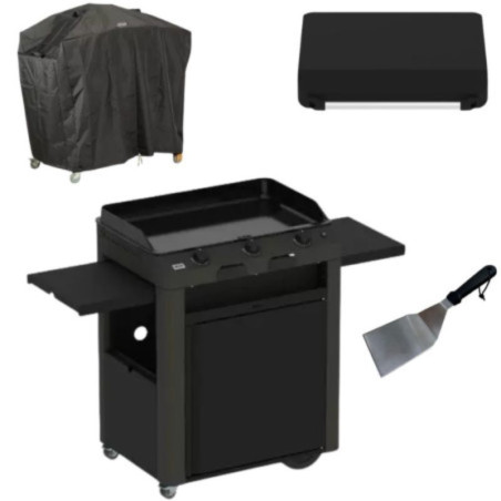Pack+ Combo Plancha Gaz Fusion 75 Gris Cargo sur chariot - ENO