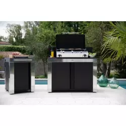 Vue globale du Meuble de Cuisine ENO Inox et Acier Galvanisé Noir Felix
