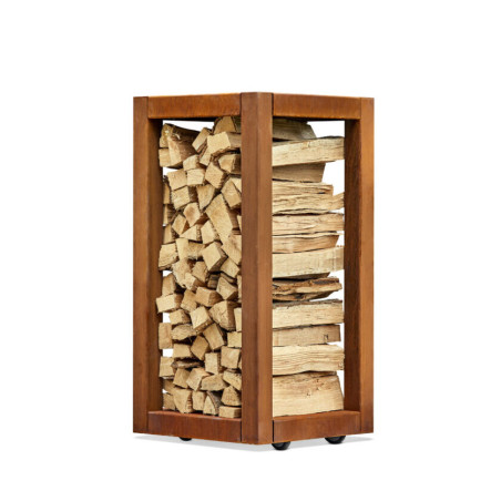 Range-bûches exterieur corten sur roulettes QUARUBOX RB73 Le Studio Outdoor