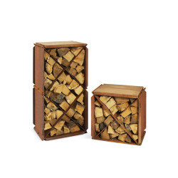 gamme de range-buches blox bloxx avec assise bois RB73