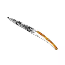 Couteau DEEJO 37G Miroir - Tortue claire Polynesien