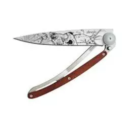 Couteau DEEJO Titane 37G - Bois Corail - Scene de Chasse