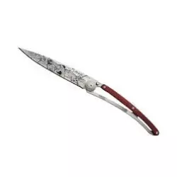 Couteau DEEJO Titane 37G - Bois Corail - Scene de Chasse