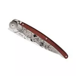Couteau DEEJO Titane 37G - Bois Corail - Scene de Chasse