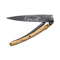 Couteau DEEJO Titane 37G - Olivier - dans le Cochon