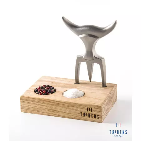 Fourchette TRIDENS Inox Brut avec Socle Bois