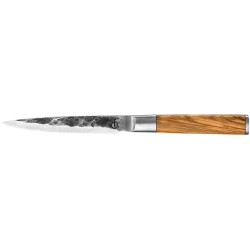 Couteau Universel Manche Bois Olivier 12,5cm Martelé FORGED