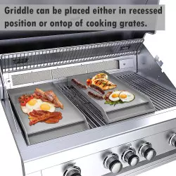 Plancha Inox pour Barbecue Encastrable Hybride 42" Sunstone avec aliments