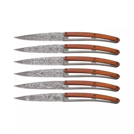 Coffret 6 DEEJO de Table - Grand Siecle Titane Bois Corail