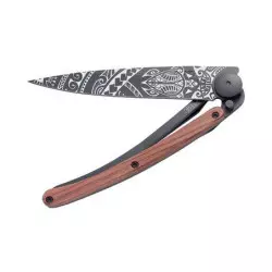 Couteau DEEJO Tatoo Black 37G - Polynésien - Bois Corail