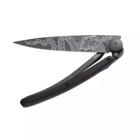Couteau DEEJO Tatoo Black 37G - Dragon Japonais - Ebene