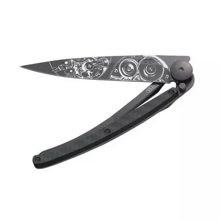 Couteau DEEJO Tatoo 37G - Garde Temps - Fibre de Carbone
