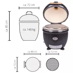 Dimensions Barbecue Ceramique le Chef Pro 2.0 Noir à Poser - MONOLITH