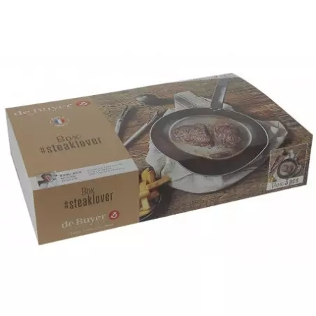 BOX STEAKLOVER POELE B 26+PINCE+MOULIN