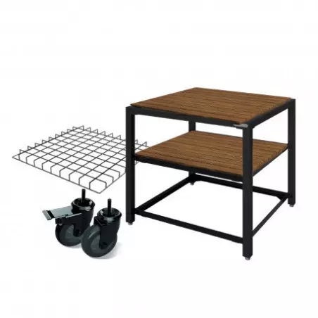 BIG GREEN EGG Module d'Extension + Roues + 2 Tablettes Acacia + Grille Inox