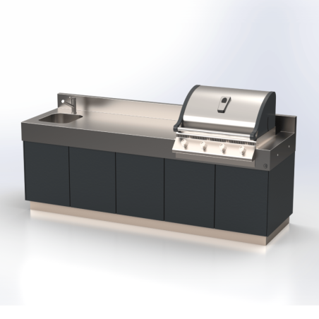 Cuisine 5 Éléments ÉLÉGANCE NAPOLEON 2.5 - ATLANTIC INOX - L 2,55 m
