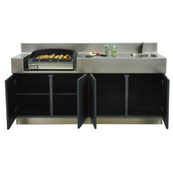 Cuisine 4 Éléments ÉLÉGANCE 2.0 - ATLANTIC INOX - L 2,05 m ouvert